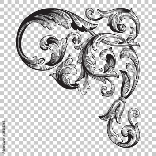 Isolate corner ornament in baroque style