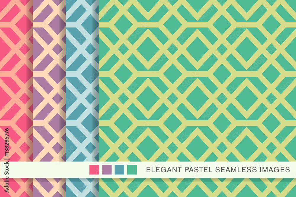 Seamless pastel background set cross square check frame