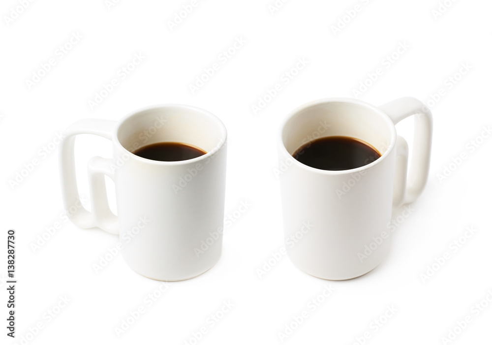 White ceramic cup of coffee isolated White ceramic cup of coffee isolated