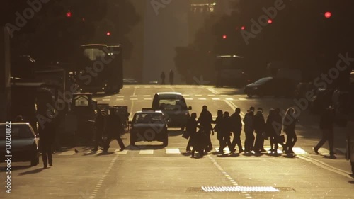 Pedestrians crossing street