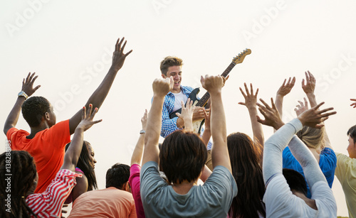 Concert Guitar Joyful Happy Gathering Group Concept