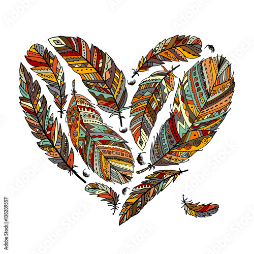 Feather collection, heart shape for your design