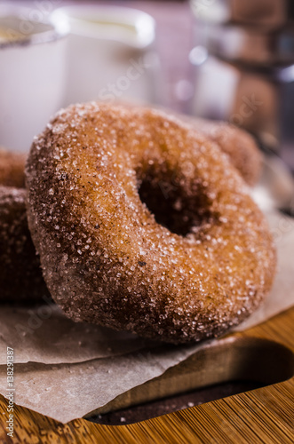 Donuts with sugar and cinnamon