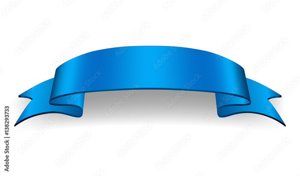 Blue satin empty ribbon. Blank banner. Design decoration ribbon element isolated on white background. Vintage retro banner style. Template guarantee product Vector illustration Blue satin empty ribbon. Blank banner. Design decoration ribbon element isolated on white background. Vintage retro banner style. Template guarantee product Vector illustration