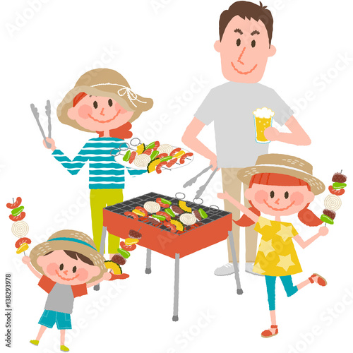 Fototapeta Naklejka Na Ścianę i Meble -  family enjoying barbecue outdoors