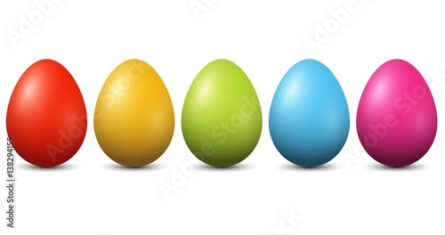 Colourful Easter Eggs on white background
