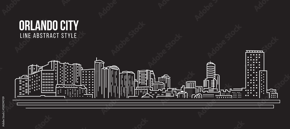 Cityscape Building Line art Vector Illustration design -  Orlando city