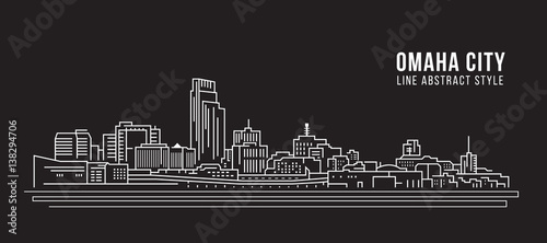 Cityscape Building Line art Vector Illustration design -  Omaha city