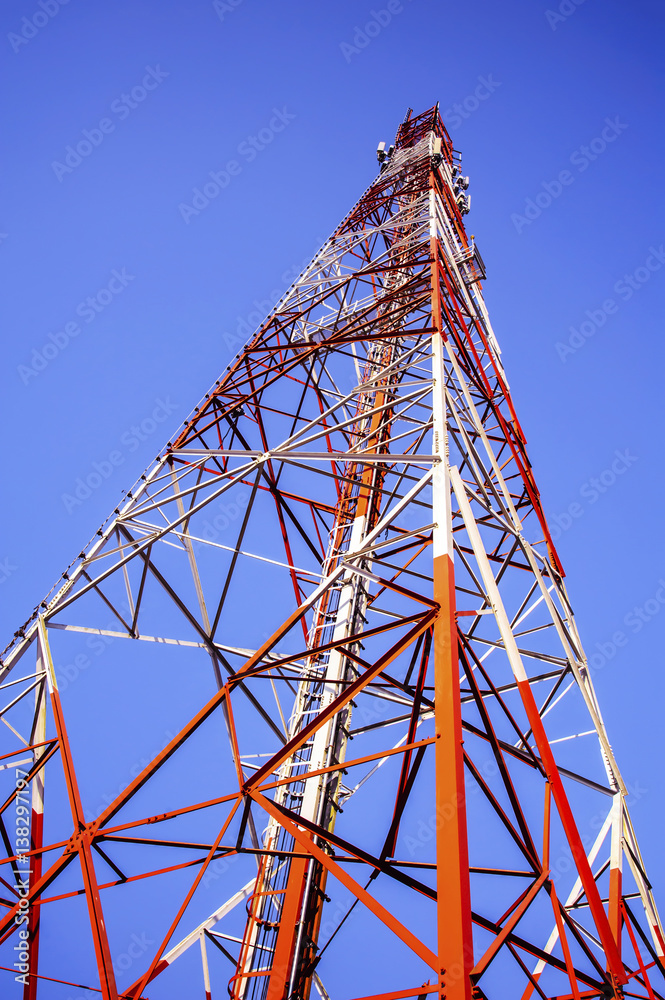 Telecommunication tower Antenna at blue sky Telecommunication tower Antenna at blue sky