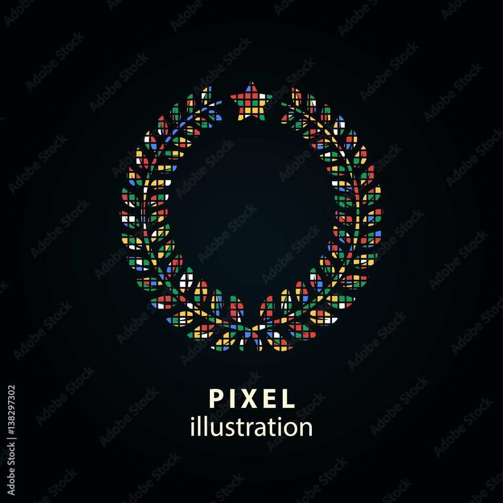 Laurel wreath - pixel illustration.