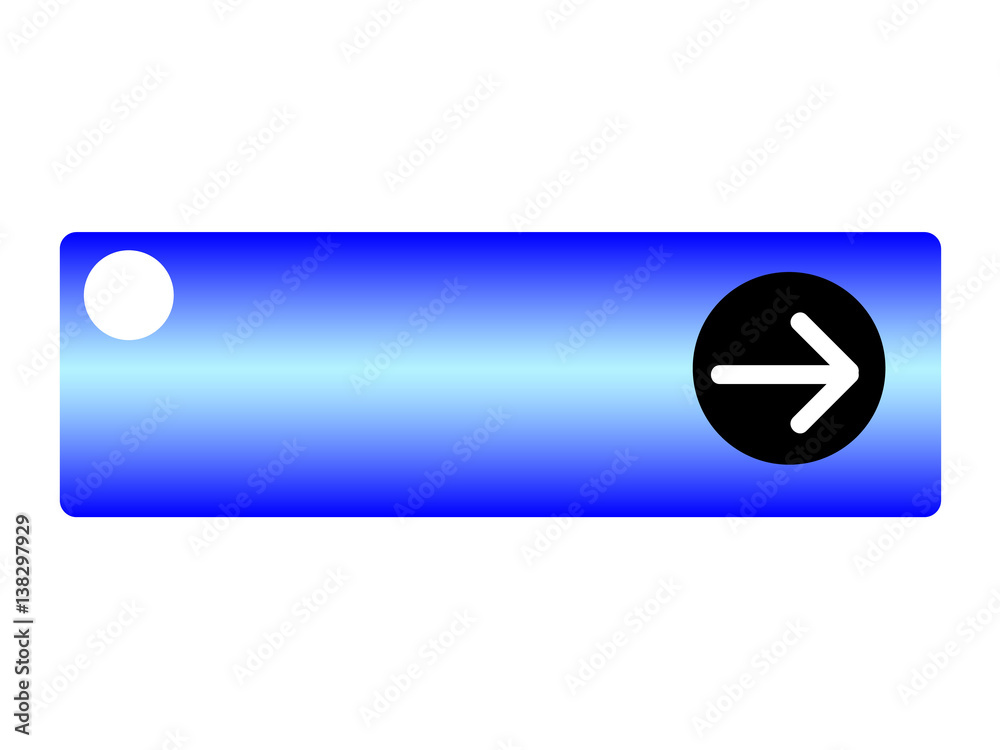 Blue button with arrow symbol on white background. Vector illustration ...