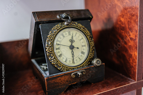 Antique old vintage wooden wall clock