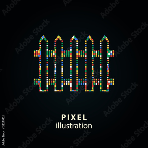 Fence - pixel illustration.