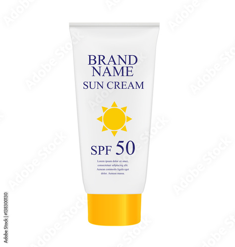 Sun Care Cream Bottle, Tube Template for Ads or Magazine Backgro