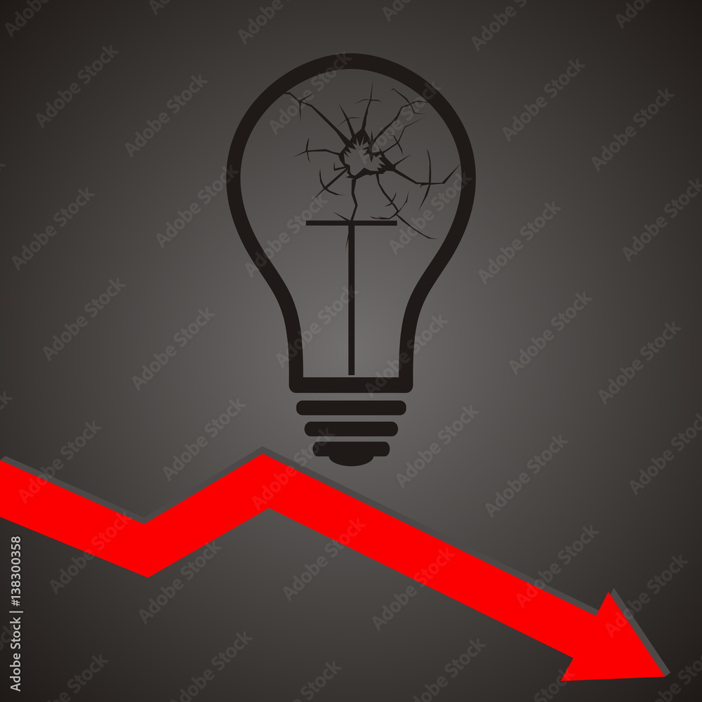 broken light bulb, broken idea concept vector illustration Stock Vector
