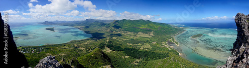 Panorama view from Le Morne Brabant mountain a UNESCO world heritage site  Mauritius