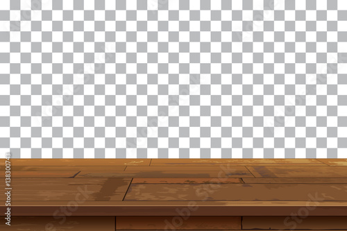 Empty wooden table top isolated background.Old vintage shelf textures.Used for display or montage your products