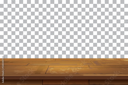 Empty wooden table top isolated background.Old vintage shelf textures.Used for display or montage your products