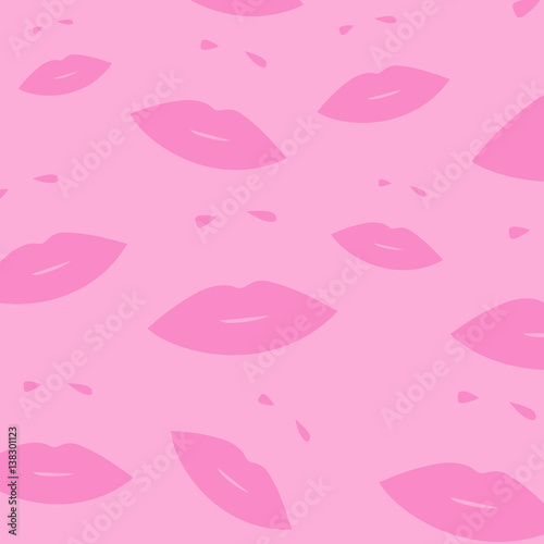 pink background with lips. Glamour lips Vector illustration.