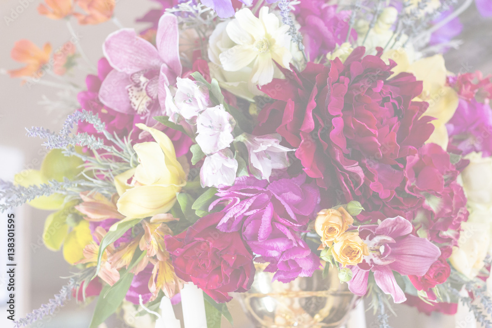 beautiful bouquet of different flowers, background