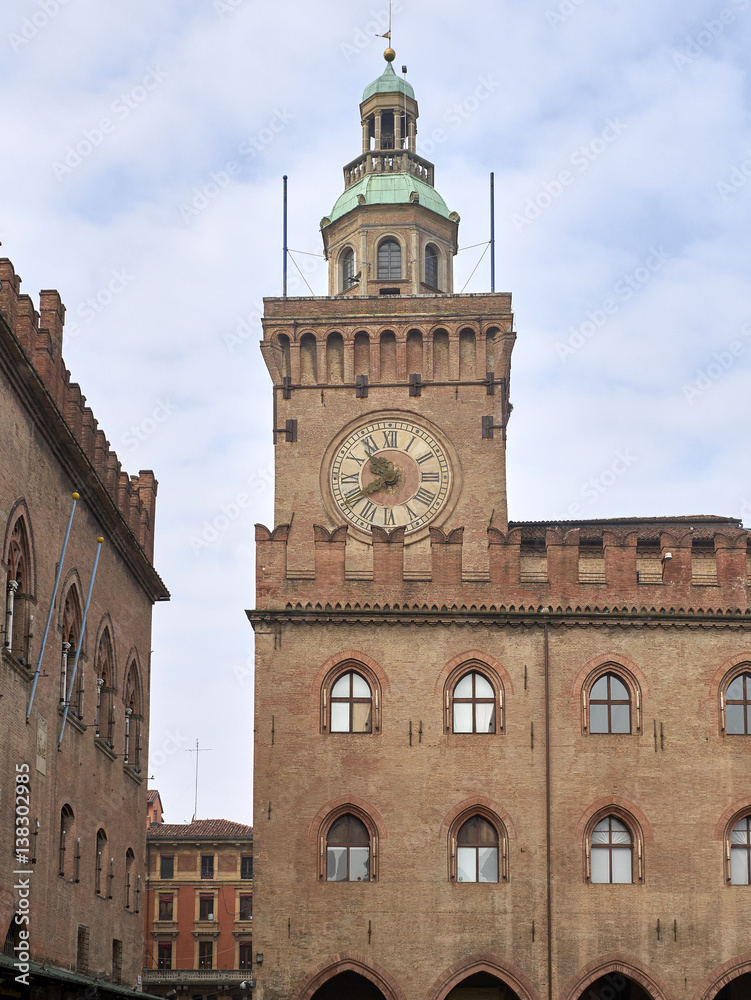 Bologna, Italy, detail of palazzo comunale