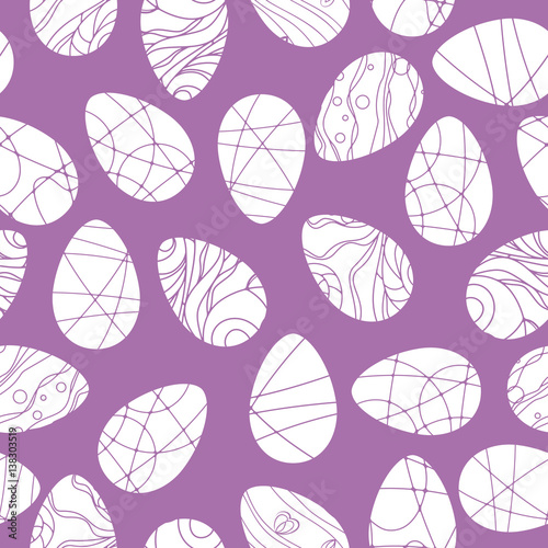 Vector seamless pattern with white Easter eggs