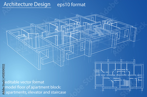 Model floor of apartment block. Vector