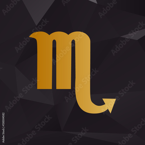 Scorpio sign illustration. Golden style on background with polygons.