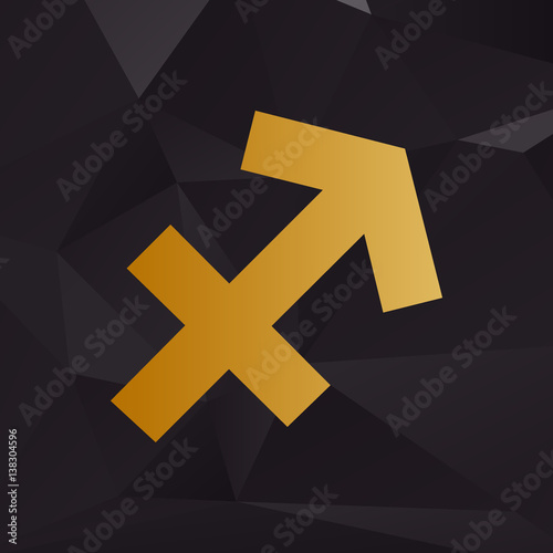 Sagittarius sign illustration. Golden style on background with polygons.