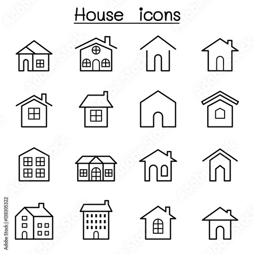 House icon set in thin line style