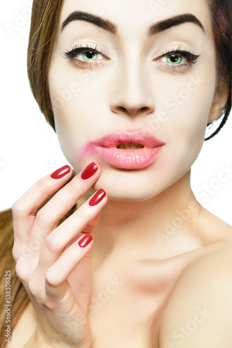Young woman with beautiful creative makeup. Sexy girl s portrait.