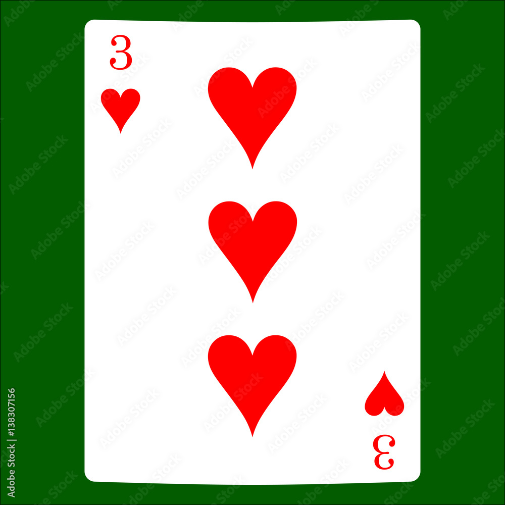 Three hearts. Card suit icon vector, playing cards symbols vector Stock ...