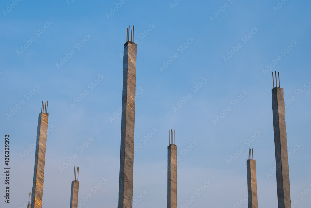 Concrete poles in construction 