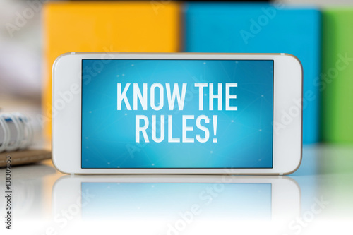 Smart phone which displaying Know The Rules! photo