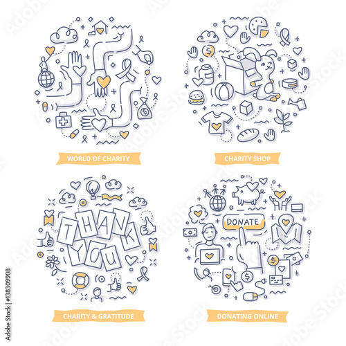 Charity & Donation Doodle Illustrations