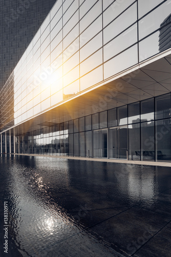 empty space front of modern business architecture in city of China.