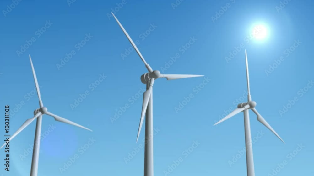 Wind Turbine Generator 3d render loop animation Wind Turbine Generator 3d render loop animation