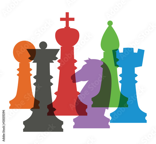 Set of chess figures. Chess elements collection. Flat style chess figures isolated. Vector illustration.