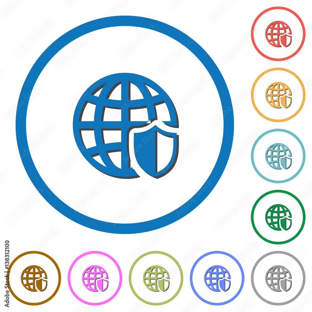 Internet security icons with shadows and outlines Internet security icons with shadows and outlines