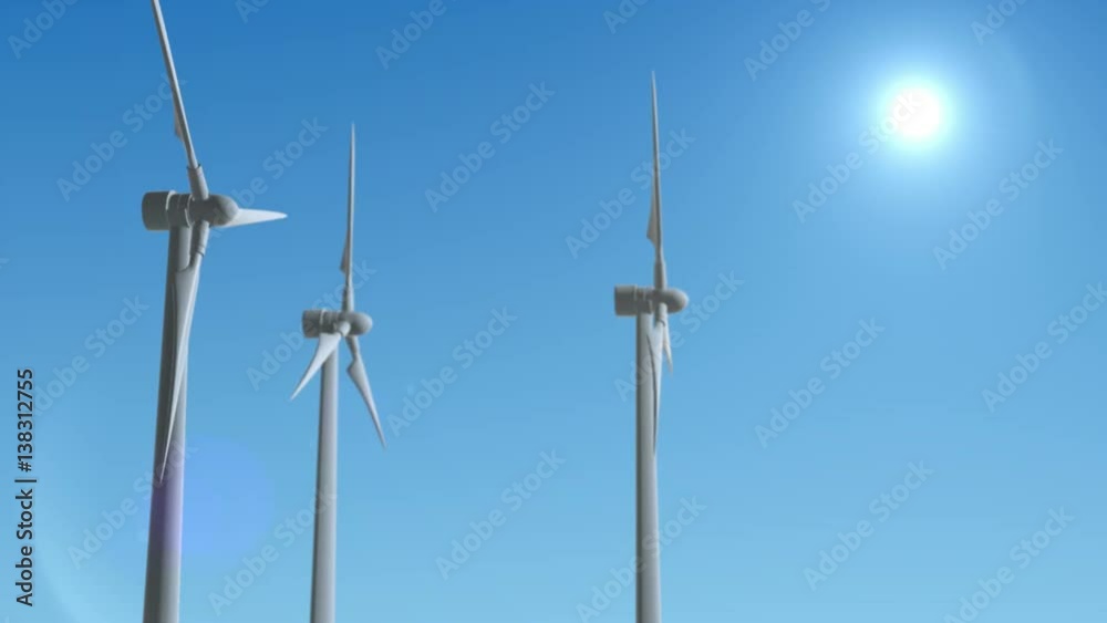 Wind Turbine Generator 3d render loop animation Wind Turbine Generator 3d render loop animation