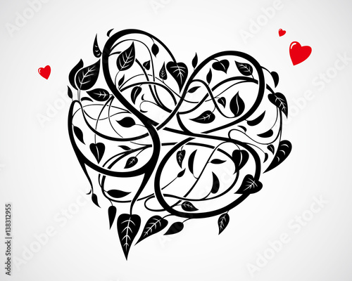 vector of heart-shaped vines background