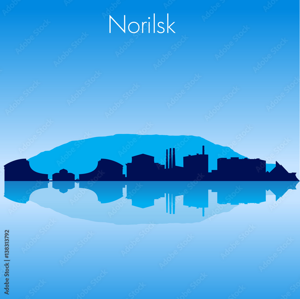 Norilsk Russia Vector detailed skyline with reflexion