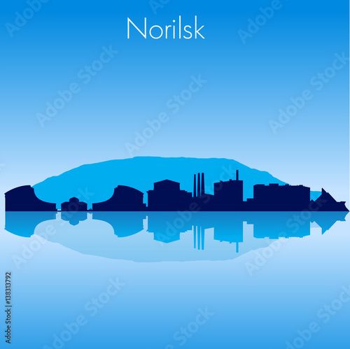 Norilsk Russia Vector detailed skyline with reflexion