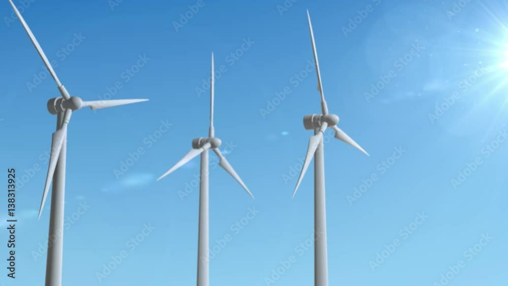 Wind Turbine Generator 3d render loop animation Wind Turbine Generator 3d render loop animation