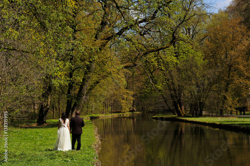 Groom and bride in nature