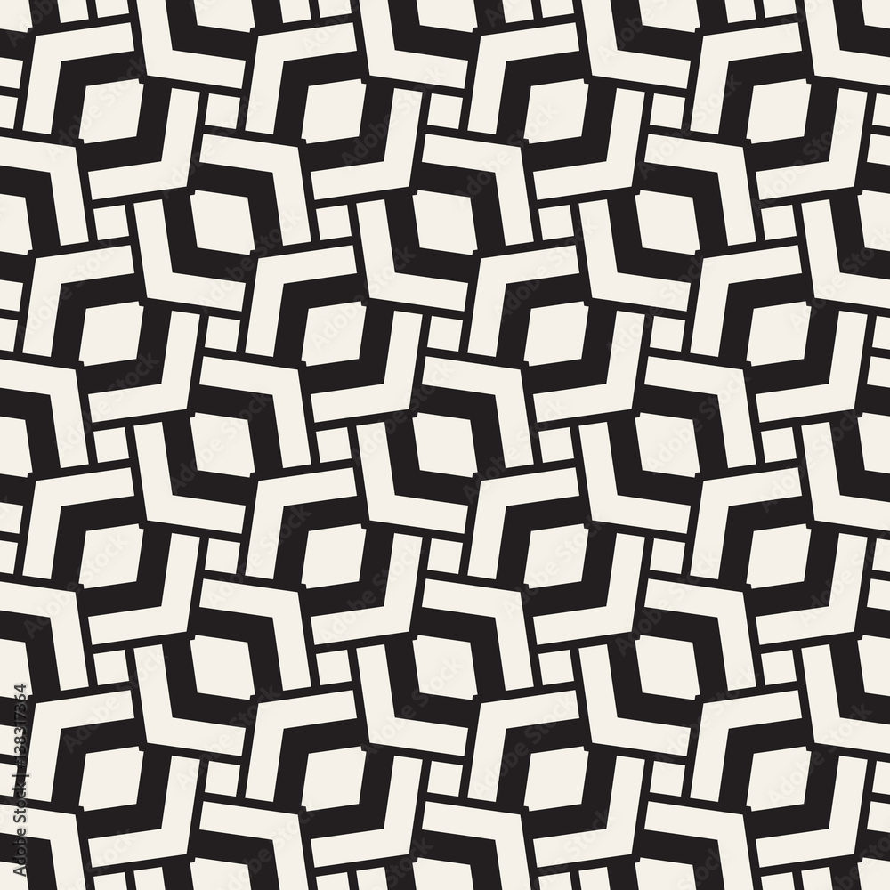 Geometric Ornament With Striped Rhombuses. Vector Seamless Monochrome Pattern Geometric Ornament With Striped Rhombuses. Vector Seamless Monochrome Pattern