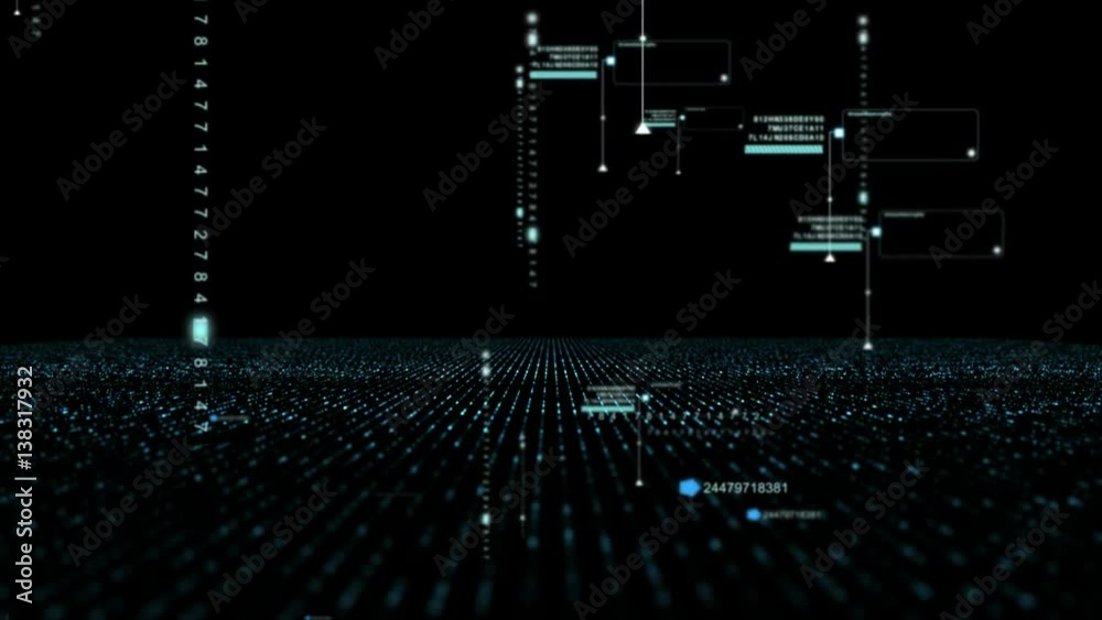 Digital floating numbers in cyber space background
