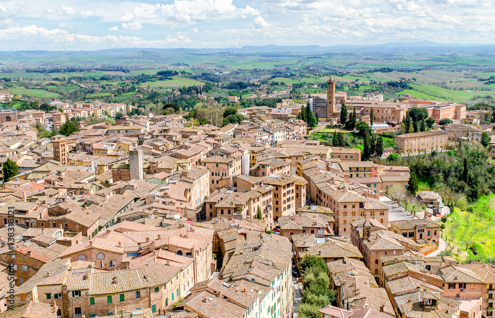Siena, Italy. Beautiful view of famous medieval architecture