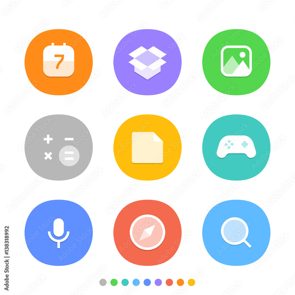 Modern smartphone icons set. Different color web icons. Social media pictograms clipart