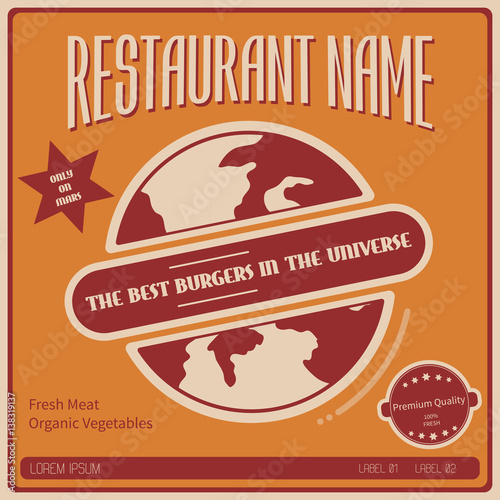 Illustration of fictional poster for restaurant on Mars.